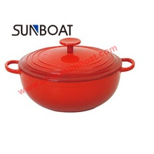 Casserole de cocotte en terre émail adaptée aux besoins du client par couleur rouge avec des articles de ménage de couverture